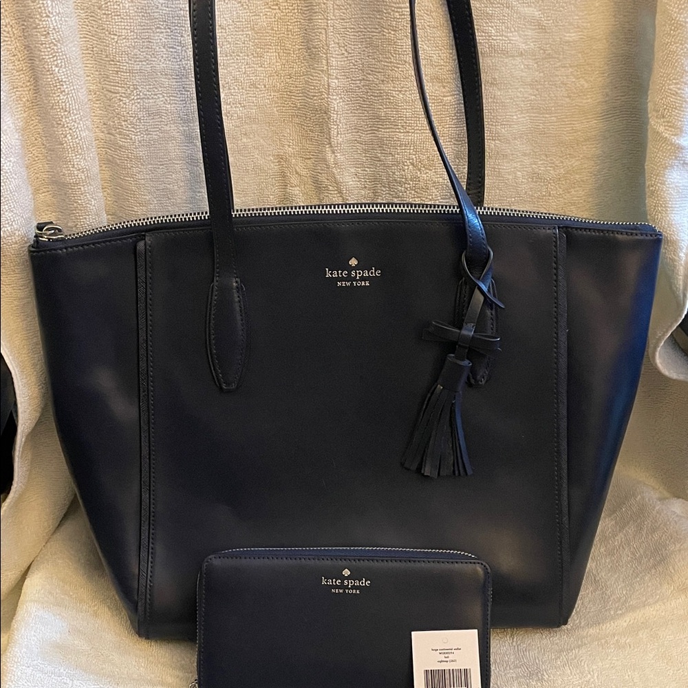 Kate Spade Navy Tote Bag and Wallet Set